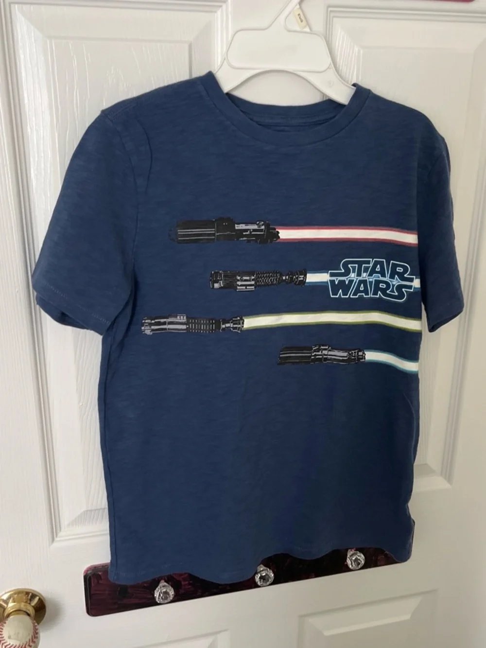 GAP Navy Star Wars Short Sleeve Tee with Lightsaber Stripes